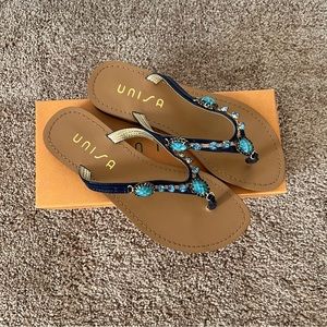 Unisa Blue Embellished Sandal | size 7.5